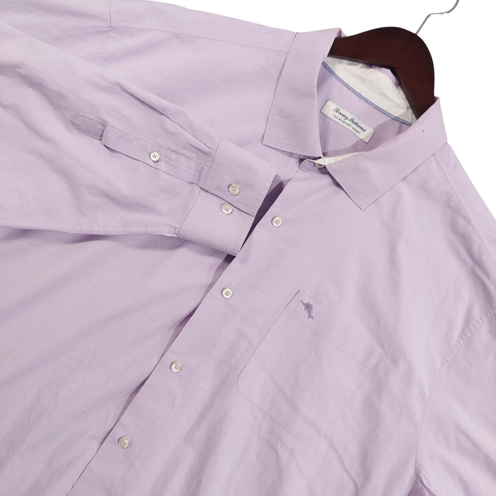 Tommy Bahama Button Down Men 2XLB Purple The Newport Coast Pima Cotton 37.5